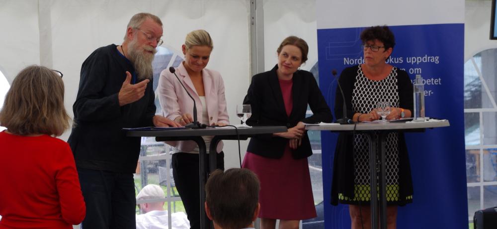 Nordiska ministerrådets kommunikationschef Bodil Tingsby, Grönlands Jörgen S Söndergaard, Färöarnas Annika Olsen, Sveriges Maja Fjaestad och Veronica Thörnroos